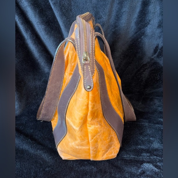 Latico Leathers Orange & Brown Genuine Leather Shoulder Bag - Picture 2 of 15